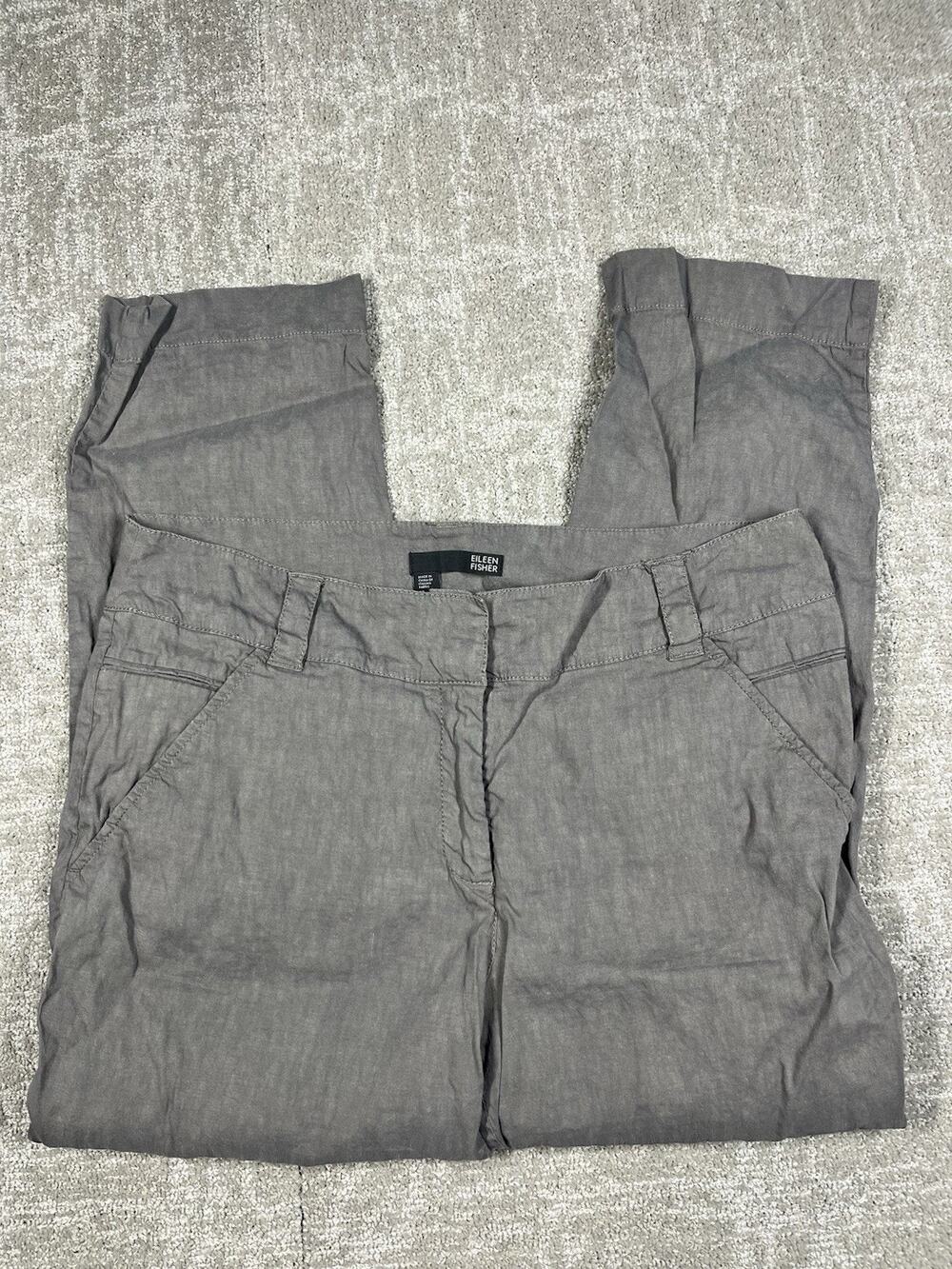 Eileen Fisher Linen Blend Trouser Capri Pant Women Size 12